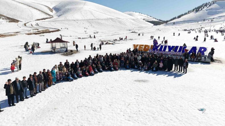 Kahramanmaraş’ta şehit yakınları kayak merkezinde