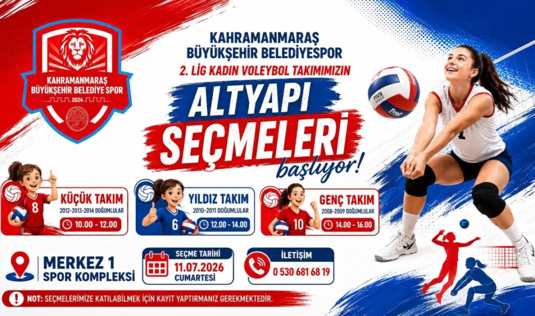 Kahramanmaraş Büyükşehir Belediyespor Kadın Voleybol Takımı altyapı seçmeleri için başvurular