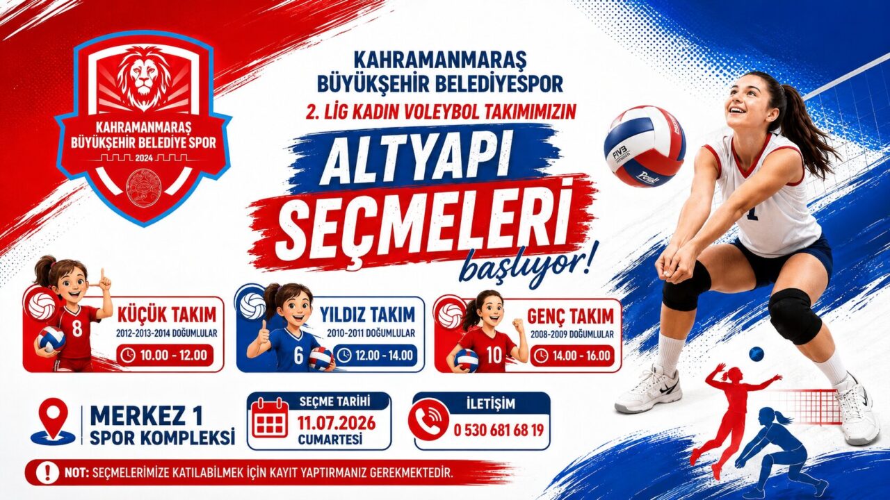 Kahramanmaraş Büyükşehir Belediyespor Kadın Voleybol Takımı altyapı seçmeleri için başvurular